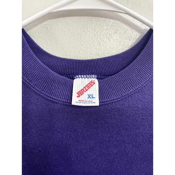 Vintage 90s Purple Jerzees Blank Crewneck Sweatshirt Size XL Made in the USA - Picture 4 of 5